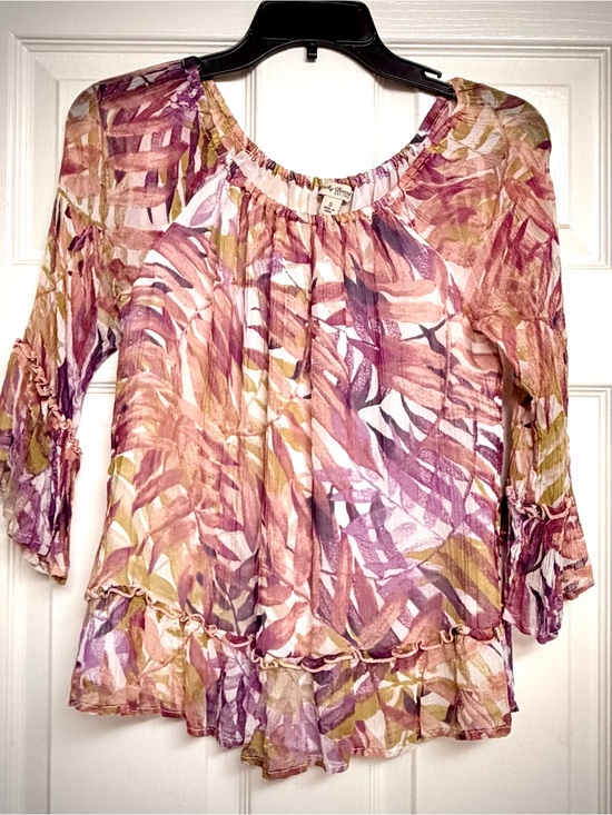 Lucky Brand Tops - Lucky Brand Mauve Floral Peasant Blouse